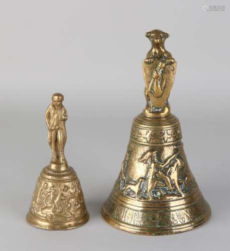 Two old / antique bronze table bells. Renaissance