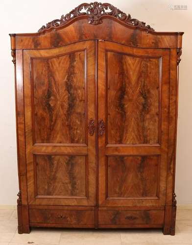 Large removable German mahogany Louis Philippe cabinet