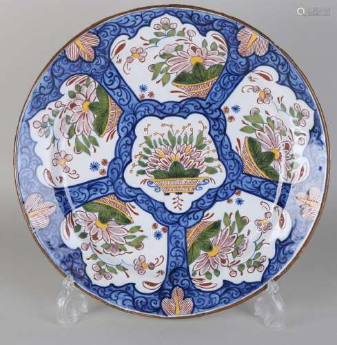 17th - 18th Century polychrome Delft Fayence plate with