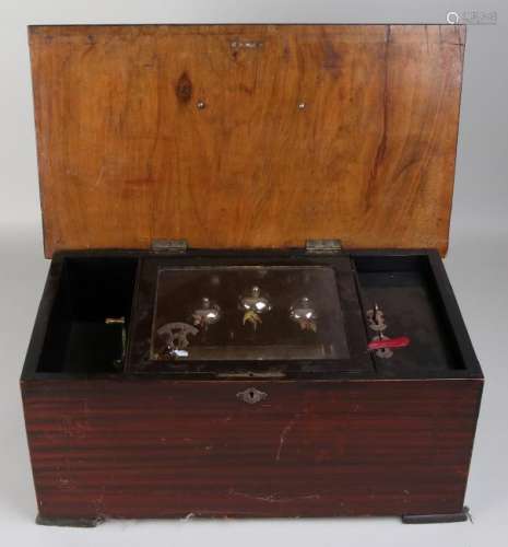 Antique Swiss music box with various melodies and three