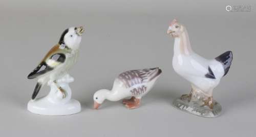 Three old porcelain birds. 20th century. Consisting of: