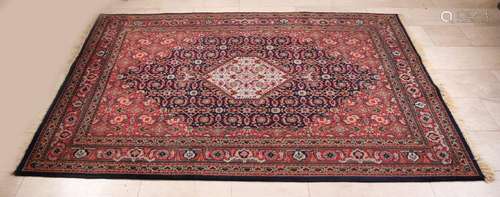 Large old Persian rug. Blue / red, floral. Size: 242 x