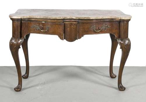 19th Century French walnut wall table with curved