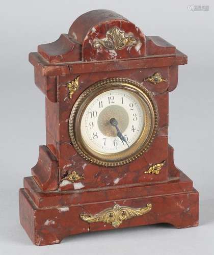 Antique French red-marble alarm clock. Circa 1900.