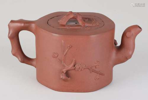 Old / antique Chinese Yixing teapot with blossom branch