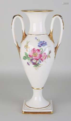 Large old German Bavaria porcelain vase with floral and