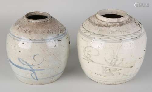 Two 18th - 19th century Chinese porcelain ginger jars.