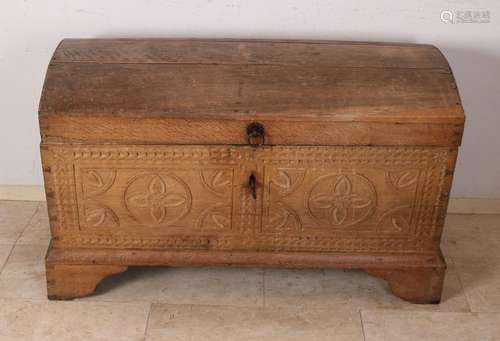 Antique German oak wood put Louis Seize blanket chest