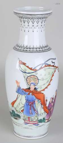 Old Chinese porcelain vase with official and two