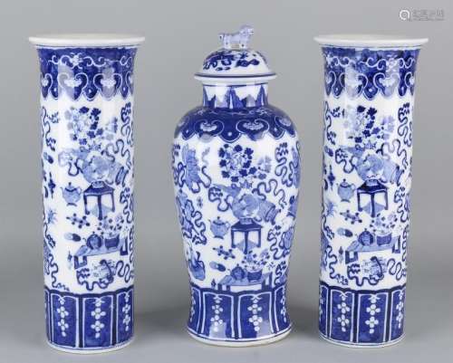 Three-piece old ceramic cabinet set with Chinese