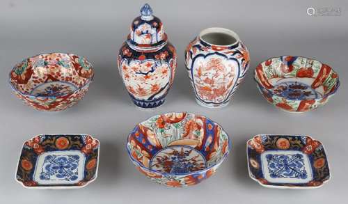 Seven times 19th century Imari porcelain with floral