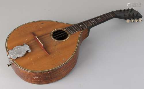 Antique mandola with mother-of-pearl and bone. Circa