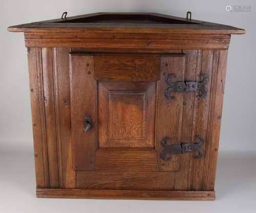 18th Century German oak baroque corner cupboard with