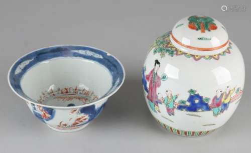 Old Chinese porcelain ginger jar and Chinese hooded