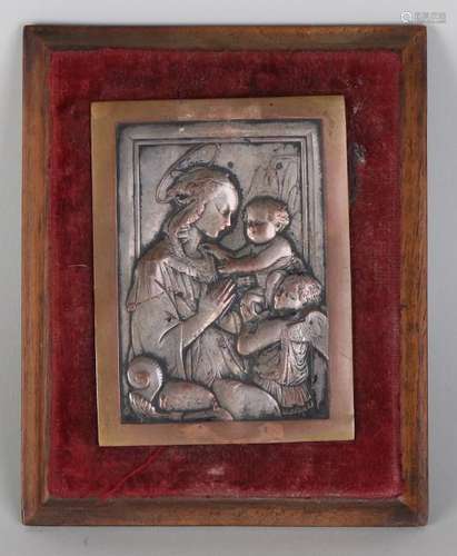 18th - 19th Century plated brass Madonna with angel and