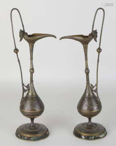 Two 19th century Empire style bronze ornamental vases