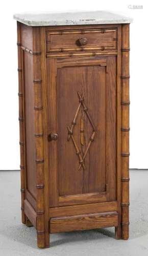 Art Nouveau nightstand in bamboo look. With marble top.