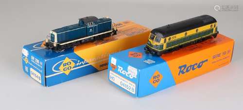 2x Roco H0: 1x 04152 B, Diesel engine SNCB 5916 with