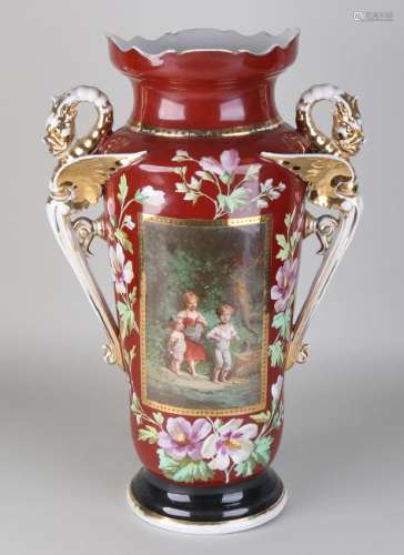 Large 19th century French porcelain vase with