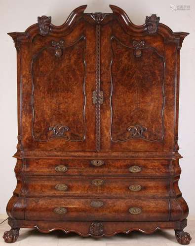 18th Century Dutch walnuts Baroque cabinet. Double