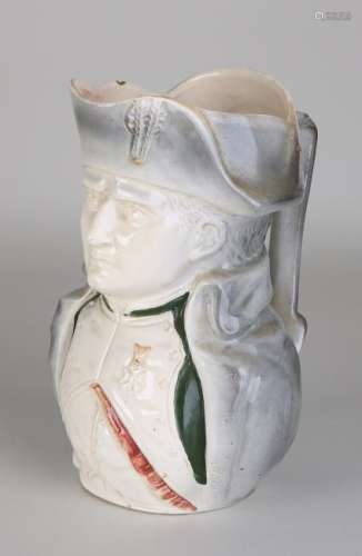 Large antique ceramic jug. Bust Napoleon. Circa 1900.