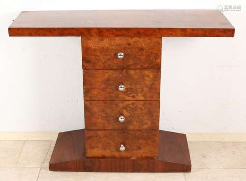 Carrot walnut Art Deco-style wall cupboard with four