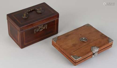 Two 19th century boxes. Consisting of: Mahogany tea