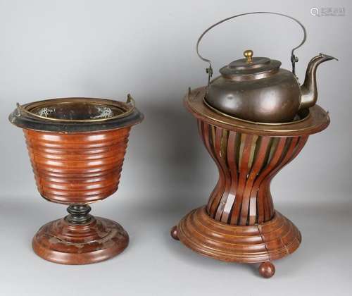 Two 19th century mahogany tea oven with inside trays