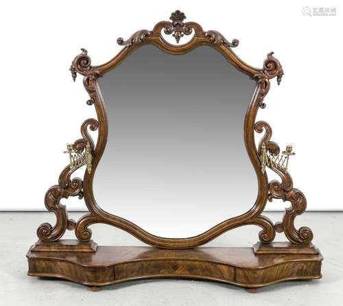 Large 19th century English mahogany dressing mirror