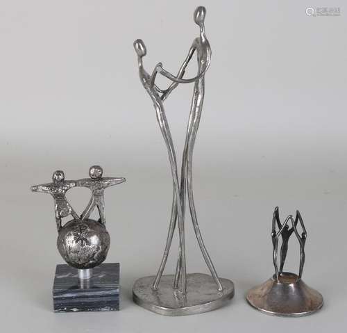 Three modern metal figures. Second half of the 20th