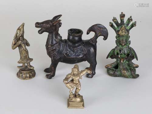 Four old / antique Oriental bronze figures. Consisting