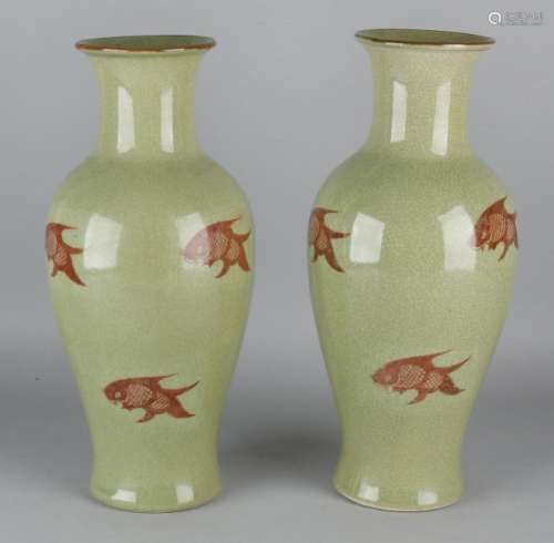 Two large old Chinese porcelain vases with crackle