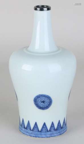 Old / antique Chinese porcelain blue / white pipe vase