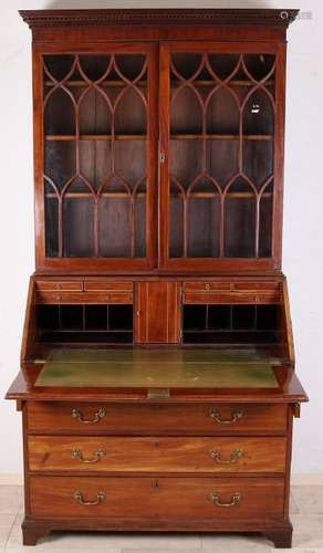 19th Century English mahogany secretary with glass