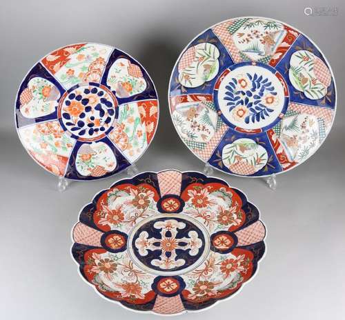 Three very large 19th century Japanese Imari porcelain