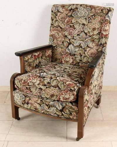 Antique Amsterdam School armchair with floral