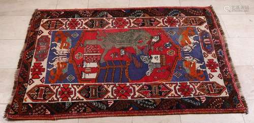 Hand-knotted Persian rug Shiraz (Gabbeh). With a