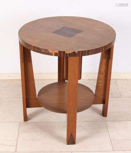 Oak with coromandel wood Amsterdam School side table.