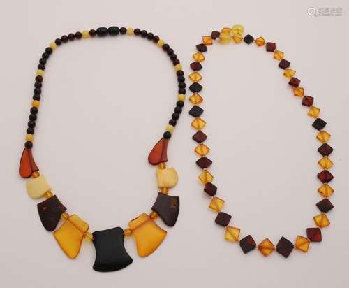 Two necklaces with amber, necklace made of