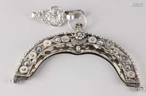 Silver purse clip with skirt hook, 833/000. so-called