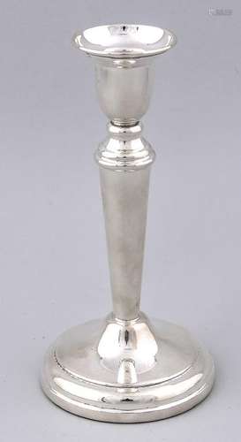 English silver candlestick, 925/000, on round base with