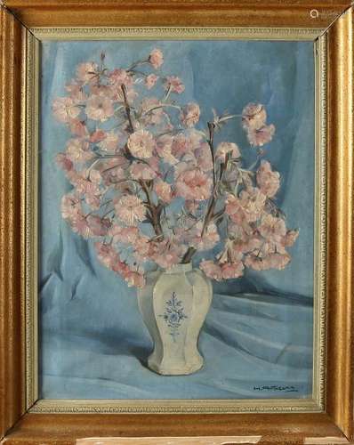 H. Antheunis. 1905 - 1975. Vase with Flowers. Oil paint