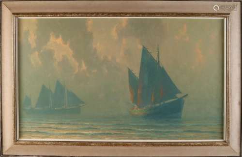 Henk Dekker. 1897 - 1974. Sailing ships in the morning