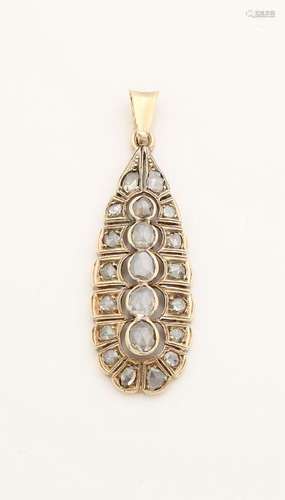 Antique gold pendant, 585/000, with diamonds. Art Deco.