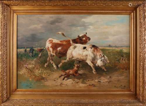 Henry Schouten. Belgian School. 1857-1927. Bulls on