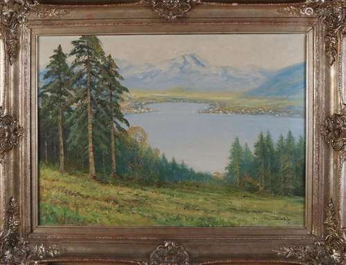 Heyendahl? German School. Tyrolean mountain lake. Oil