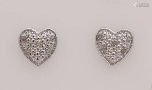 Silver earrings, 925/000, processed heart shape set