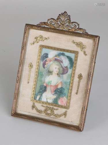 Miniature painting. 19th century. Elegant lady.