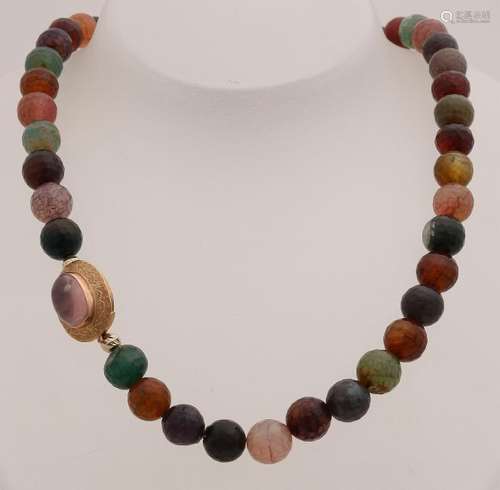 Necklace of colored faceted agate beads, ø 10 mm,