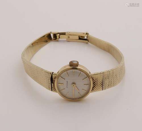 Yellow gold ladies watch, 585/000, with edited band.